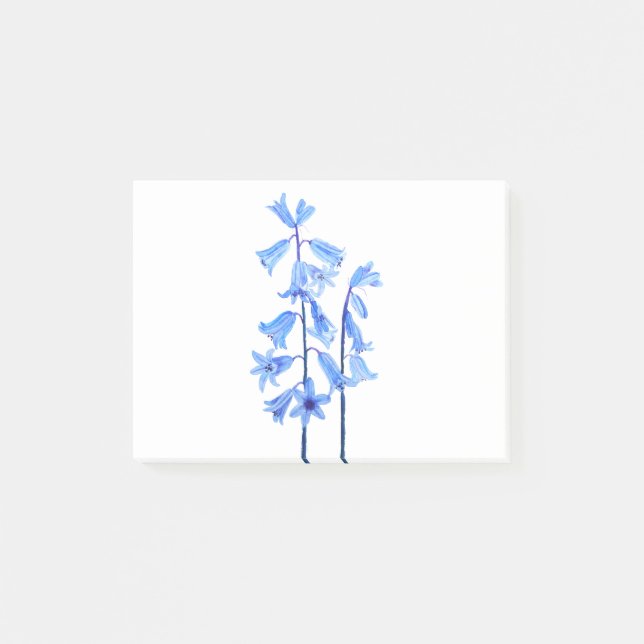 Botanische Bluebells Blume Aquarell Post-it Klebezettel (Vorderseite)