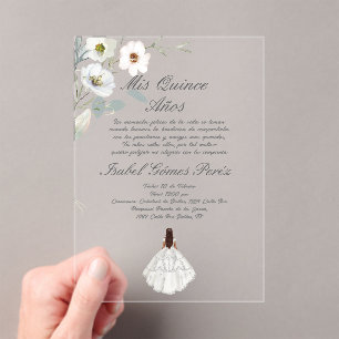 Botanische Blume Acryl Quinceanera Einladung
