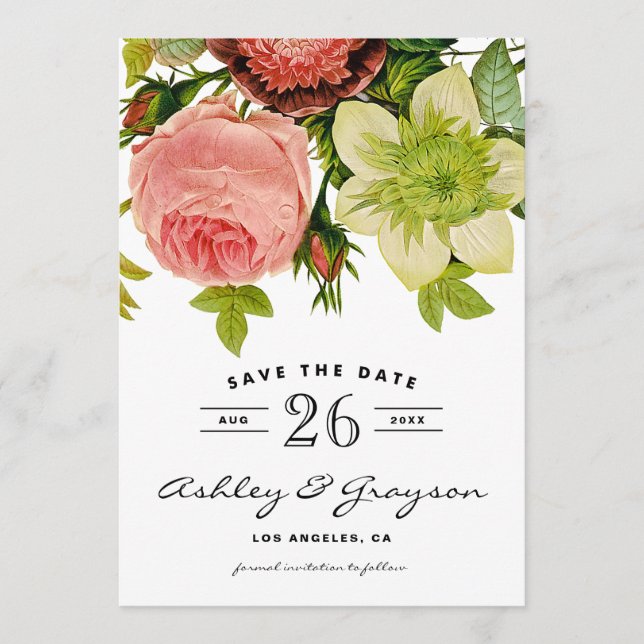 Botanische Blume Ankündigung Datum freihalten (Vorderseite)