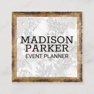 Botanische Blume Antike Rahmen Quadratische Visitenkarte