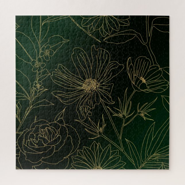 Botanische Blume aus Grünem Gold Puzzle (Vertikal)