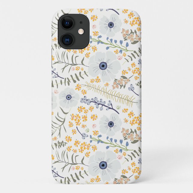 Botanische Blume aus süßgelbem Blau Case-Mate iPhone Hülle (Rückseite)