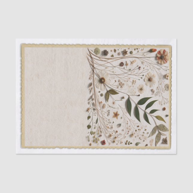 Botanische Blume & Blätter Hochzeit der Natur Seidenpapier (Vorderseite)