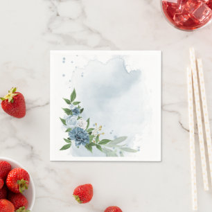 Botanische Blume blau-weiß Serviette