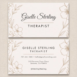 Botanische Blume Blush Black Elegant Visitenkarte