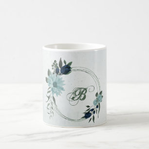 Botanische Blume der blauen Marine Kaffeetasse