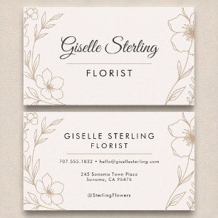 Botanische Blume Florist Blush and Black Elegante Visitenkarte