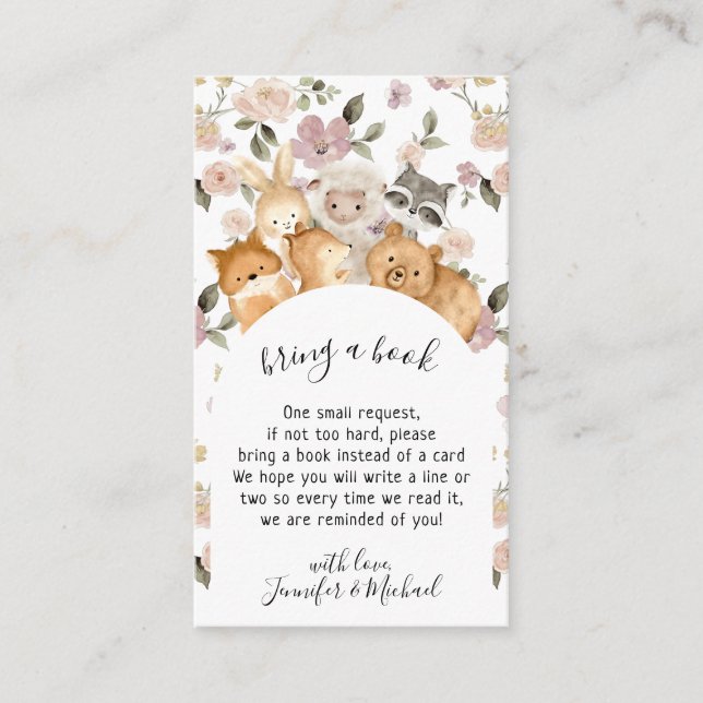 Botanische Blume Forest Baby Animal bringen Buch Begleitkarte (Vorderseite)