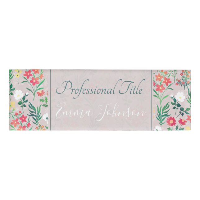 Botanische Blume für hübsche Wasserfarbe Namenschild (Vorderseite)