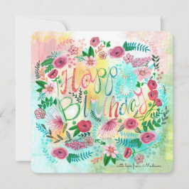 Botanische Blume Gelb und Rosa Frühlingsblüten Karte