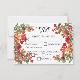 Botanische Blume Hochzeit im Roten Blumengarten RSVP Karte
