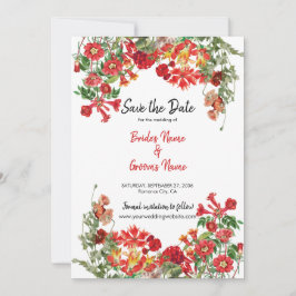 Botanische Blume Hochzeit im Roten Blumengarten Save The Date