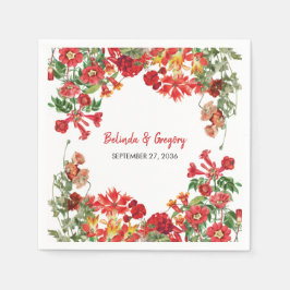 Botanische Blume Hochzeit im Roten Blumengarten Serviette