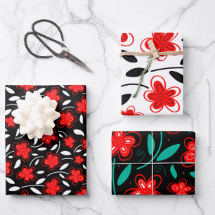 Botanische Blume in modernen Wasserfarben Geschenkpapier Set