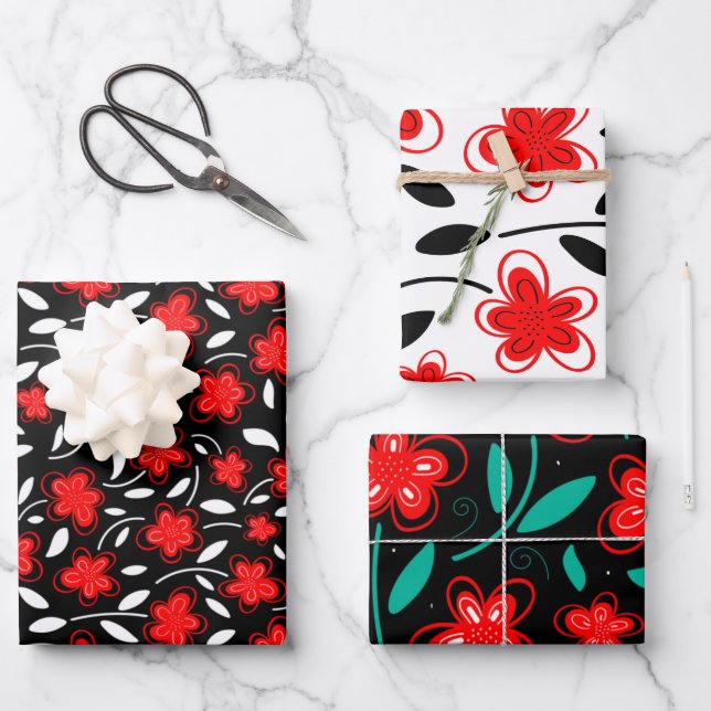 Botanische Blume in modernen Wasserfarben Geschenkpapier Set (Vorderseite)