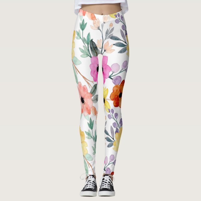 Botanische Blume in modernen Wasserfarben Leggings (Vorderseite)