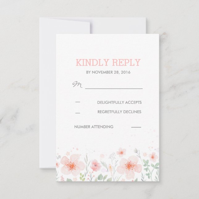 Botanische Blume Meadow Wedding RSVP (Vorderseite)
