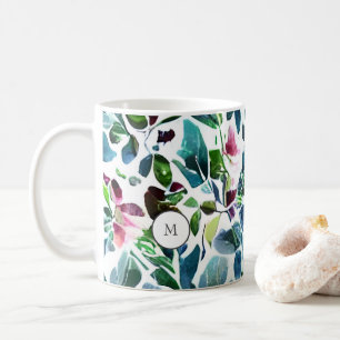 Botanische Blume mit Wasserfarbe elegant mit Monog Kaffeetasse