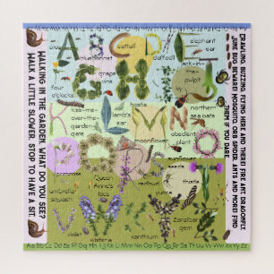 Botanische Blume und Bug ABC Alphabet Puzzle
