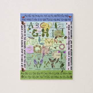 Botanische Blume und Bug ABC Alphabet Puzzle