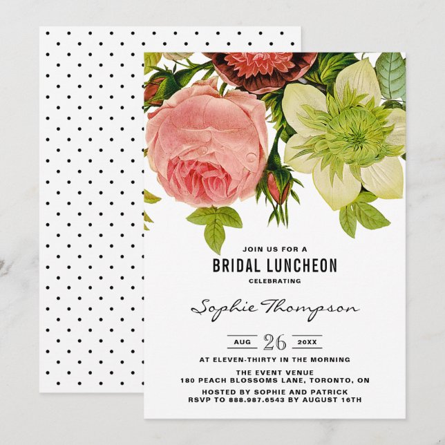 Botanische Blume Vintag Bridal Einladung (Vorne/Hinten)