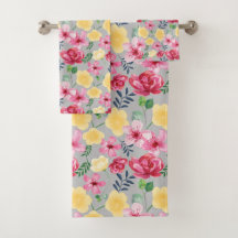 Botanische Blume Wasserfarbe Handtuch