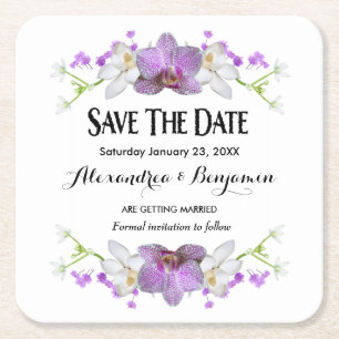 Botanische Blume Wasserfarbe Save the Date Rechteckiger Pappuntersetzer