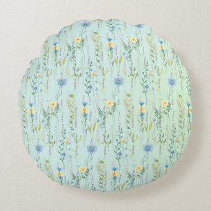 Botanische Blume Wasserfarbene Flora Rundes Kissen