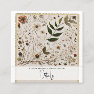 Botanische Blumen & Blätter Hochzeit in der Schönh Quadratische Visitenkarte