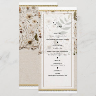 Botanische Blumen Hochzeitsmenü der Naturschönheit Menükarte