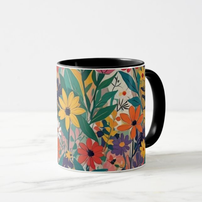 Botanische Blumen Kunst, Dichtung und Musik Tasse (VorderseiteRechts)