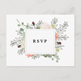 Botanische Blumen uAwg Postkarte Hochzeit
