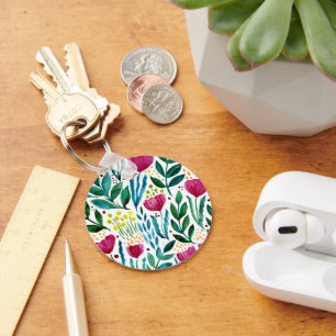 Botanische Blumendarstellung Schlüsselanhänger
