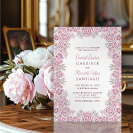 Botanische Blumendusty-Rose Blush Burgundy Wedding Einladung
