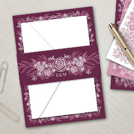 Botanische Blumendusty-Rose Blush Burgundy Wedding Einladungsbanderole