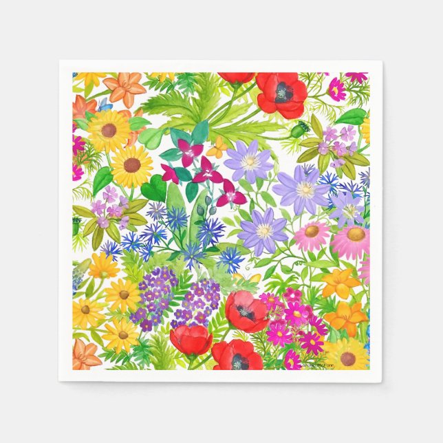 Botanische Blumengarten Blumen Papiertücher Serviette (Vorderseite)