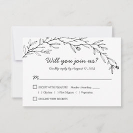 Botanische Blumenhochzeit RSVP mit Wahlmöglichkeit Karte
