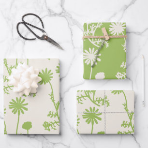 Botanische Blumenkäse Linde Grüne Muster Geschenkpapier Set