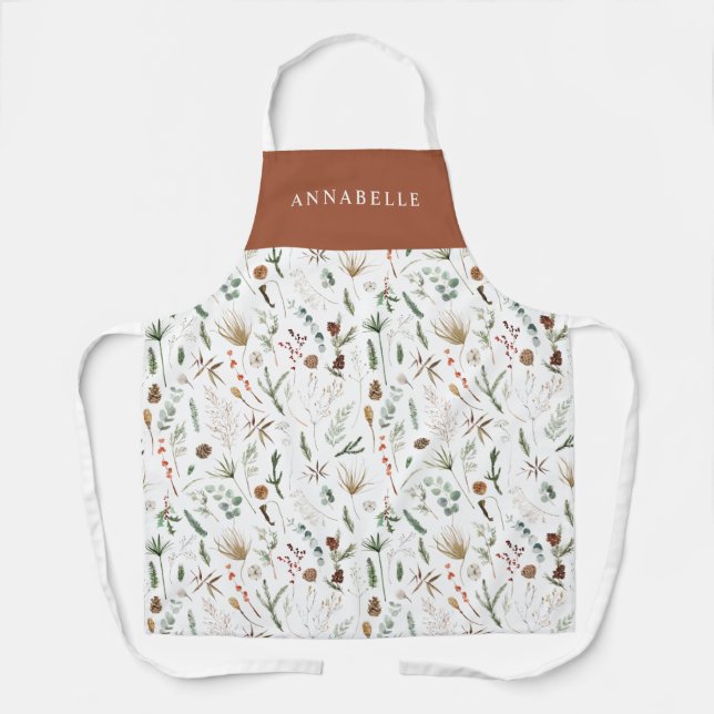 Botanische Blumenmoody Terracotta chic Schürze (Vorderseite)