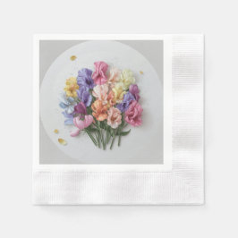 Botanische Blumenpastel mit süßem Erbsen Serviette