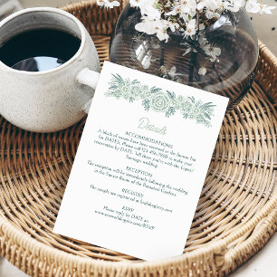 Botanische Blumenzange Mint Smaragdgrüne Hochzeit Begleitkarte