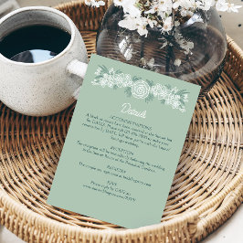 Botanische Blumenzange Mint Smaragdgrüne Hochzeit Begleitkarte