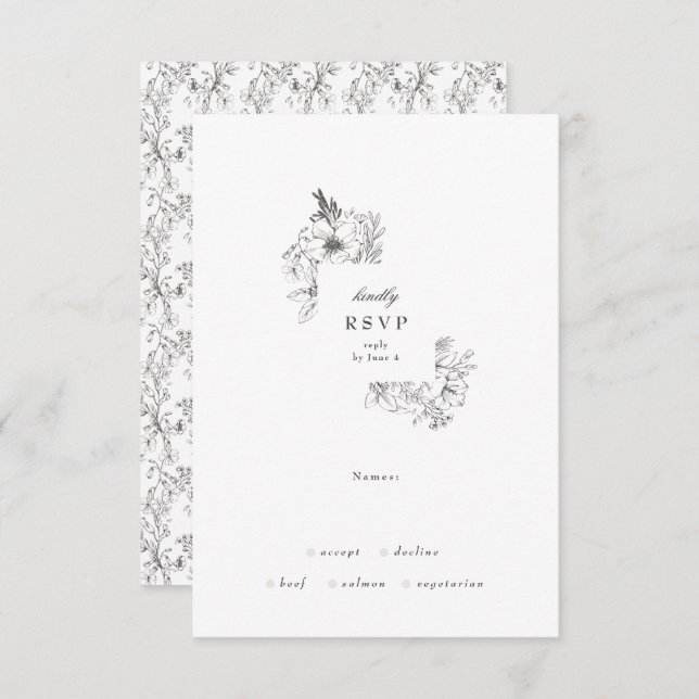 Botanische Blumenzeremonie RSVP Karte (Vorne/Hinten)