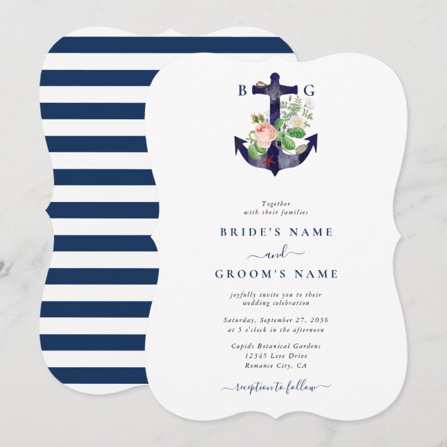 Botanische Blumenzwiebelhochzeit Einladung (Vorne/Hinten)
