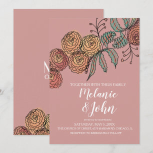 Botanische Blumige Nelken Grüne Hochzeit Einladung