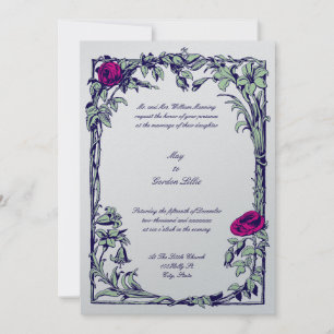 Botanische Blumige Rose Reben-Rand Hochzeit Einladung