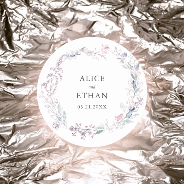 Botanische Blush-Rosa-Trauung Runder Aufkleber (Von Creator hochgeladen)