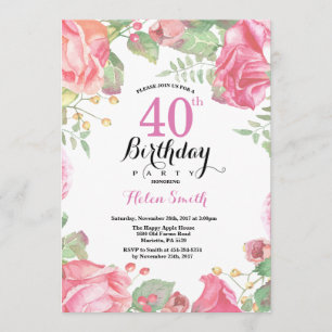Botanische Blüte 40. Geburtstag Einladung