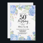 Botanische Blüte 50. Geburtstag Einladung<br><div class="desc">Botanisches blaues Flor 50. Geburtstag Einladung. Blumenrosa-Peonies Geburtstagseinladung für Frauen. Aquarellfarbene Blume Elegante rosa Rose und Peony Blume. Erwachsener zum Geburtstag. Weißer Hintergrund. Schwarz und Weiß. 13. 15. 16. 18. 20. 21. 30. 40. 50. 60. 70. 80. 90. 100. Jedes Alter. Für weitere Anpassungen klicken Sie bitte auf die Schaltfläche...</div>