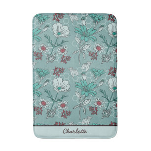 Botanische Blüte Blumenmuster personalisierter Nam Badematte